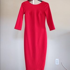 3/4” Sleeve Bodycon Size S Red Express Dress